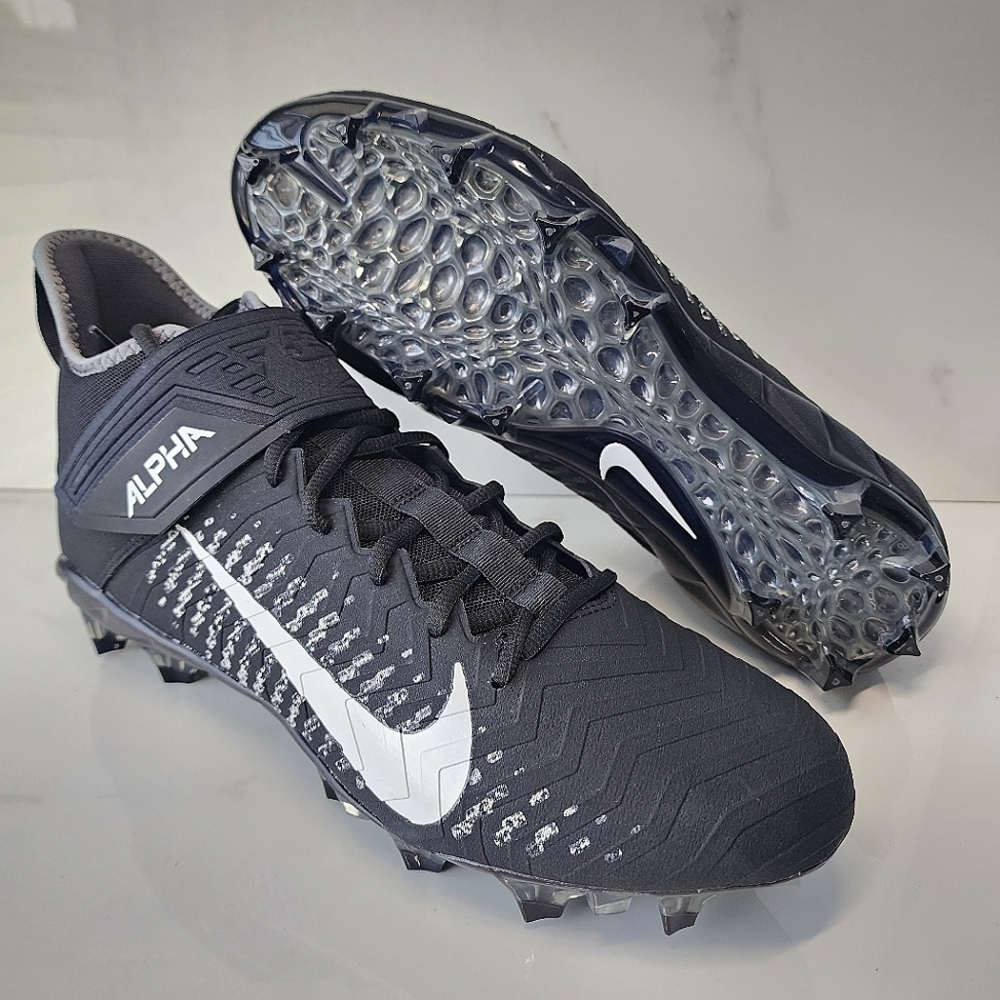 Nike Alpha Menace Pro 2 Mid Black White Football Cleats Men's